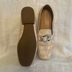 Donald J. Pliner Cream Loafers with Silver Accent